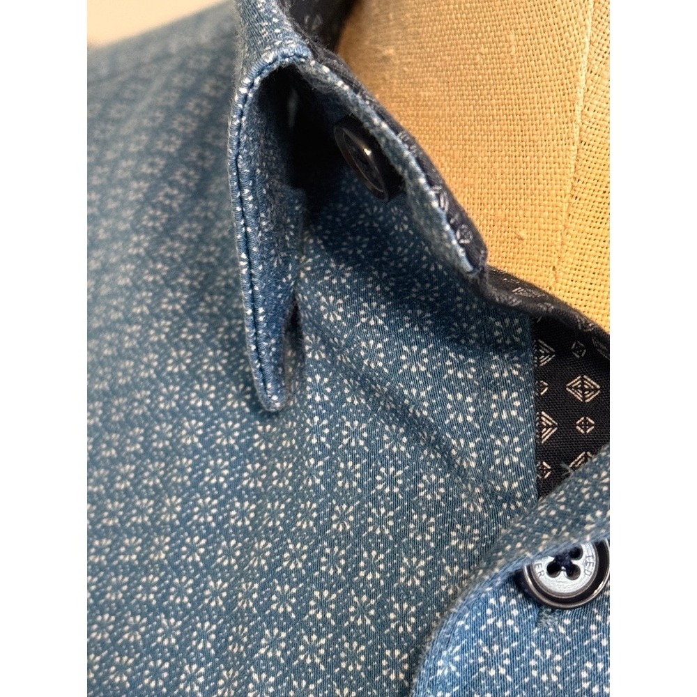 Ted Baker London Button Down Shirt Mens 6/XL Blue Longsleeve Button Down - Picture 7 of 16